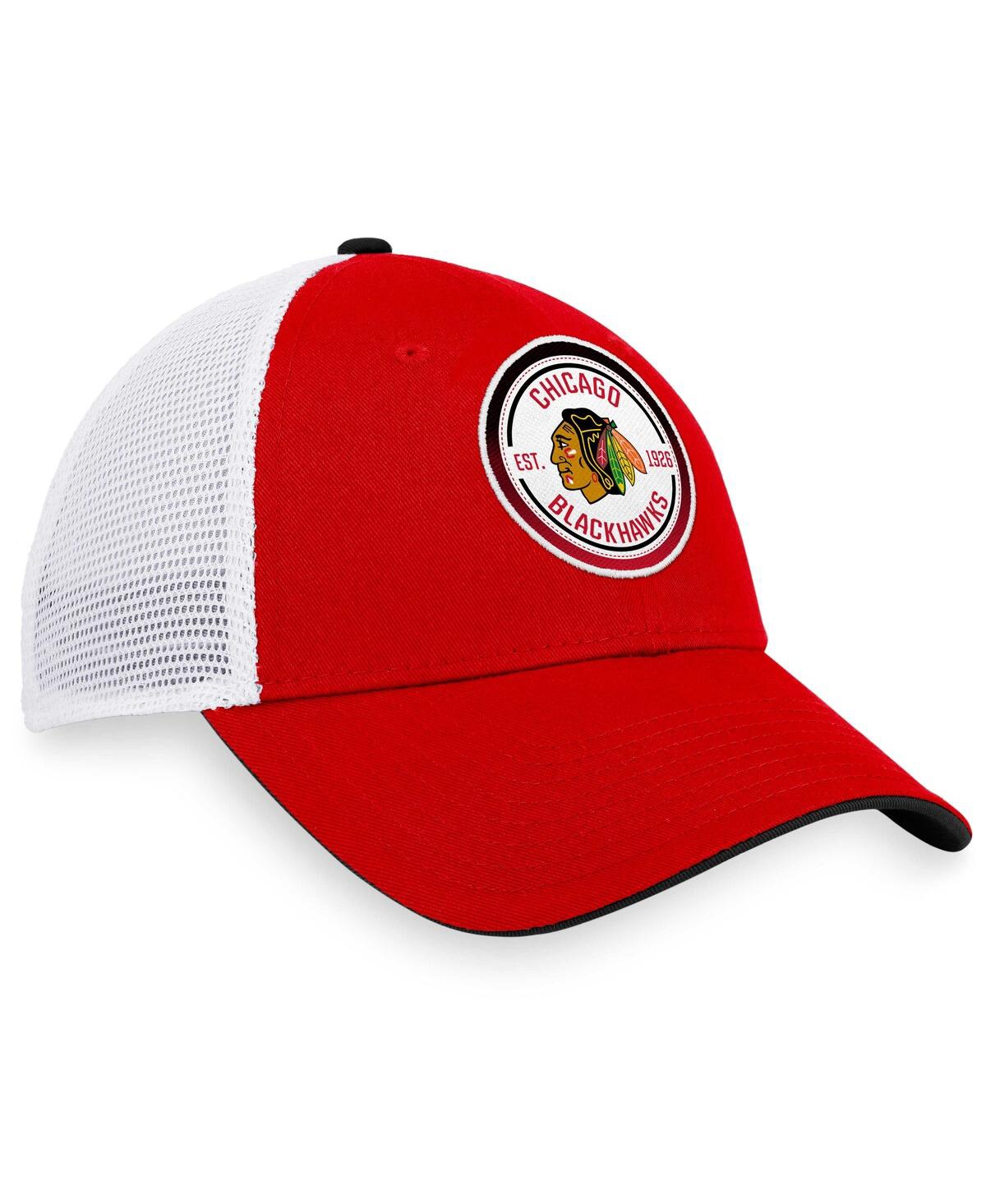 Fanatics Men's  Red, White Chicago Blackhawks Iconic Gradient Trucker Snapback Hat In Red,white