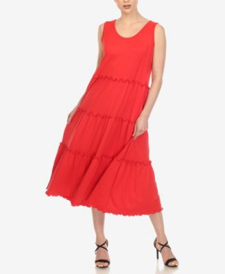 Women's Scoop Neck Tiered Midi Dress