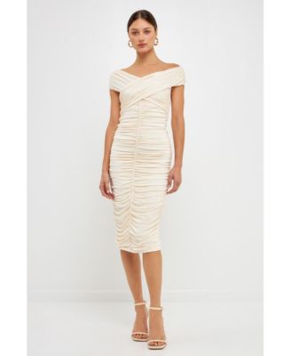 Women's Draped Knit Midi Dress