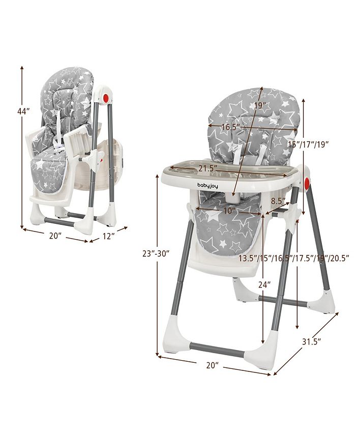Costway Folding Baby High Chair Dining Chair w/ 6Level Height Adjustment Macy's