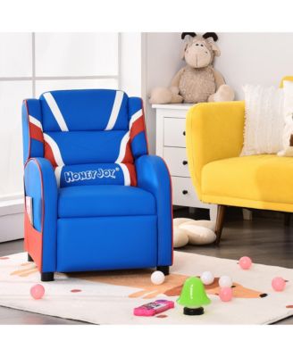Kids Recliner Chair Gaming Sofa PU Leather Armchair w/Side Pockets