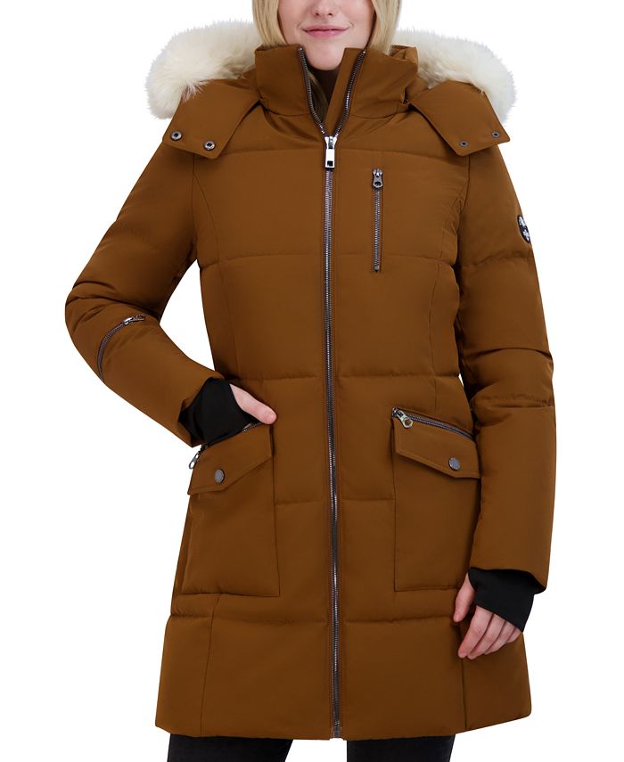 Moose Knuckles Faux-Fur Hooded Coat - Brown