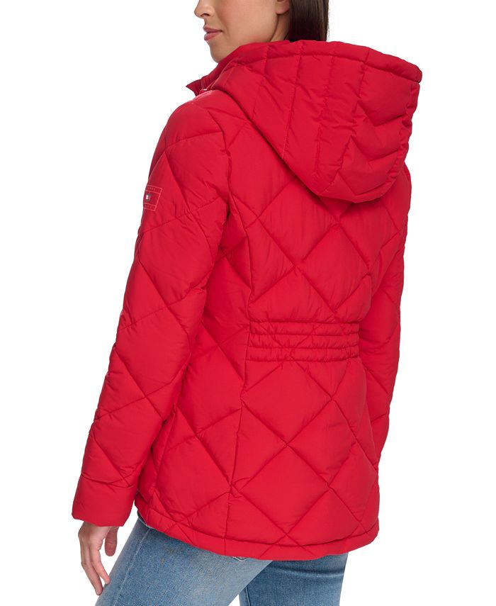 Tommy Hilfiger Women's Diamond Quilted Hooded Packable Puffer Coat
