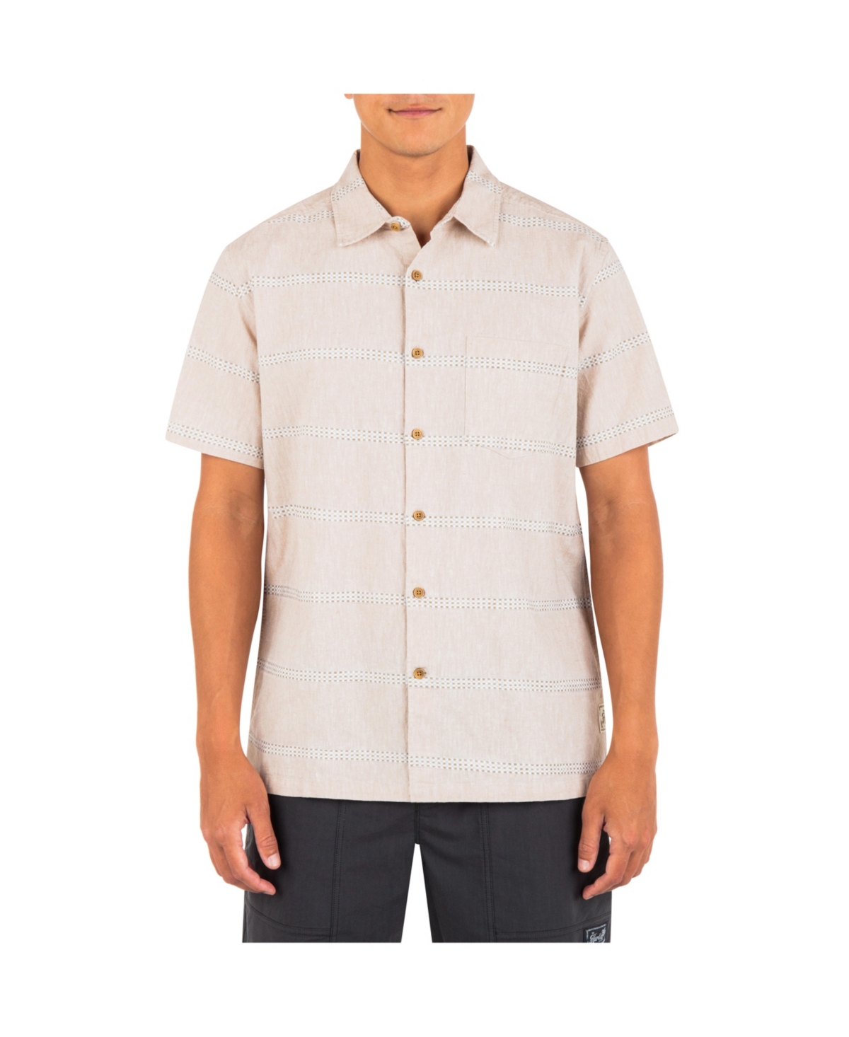 Hurley Men's Rincon Linen Short Sleeve Shirt In Oak Jar Vanilla
