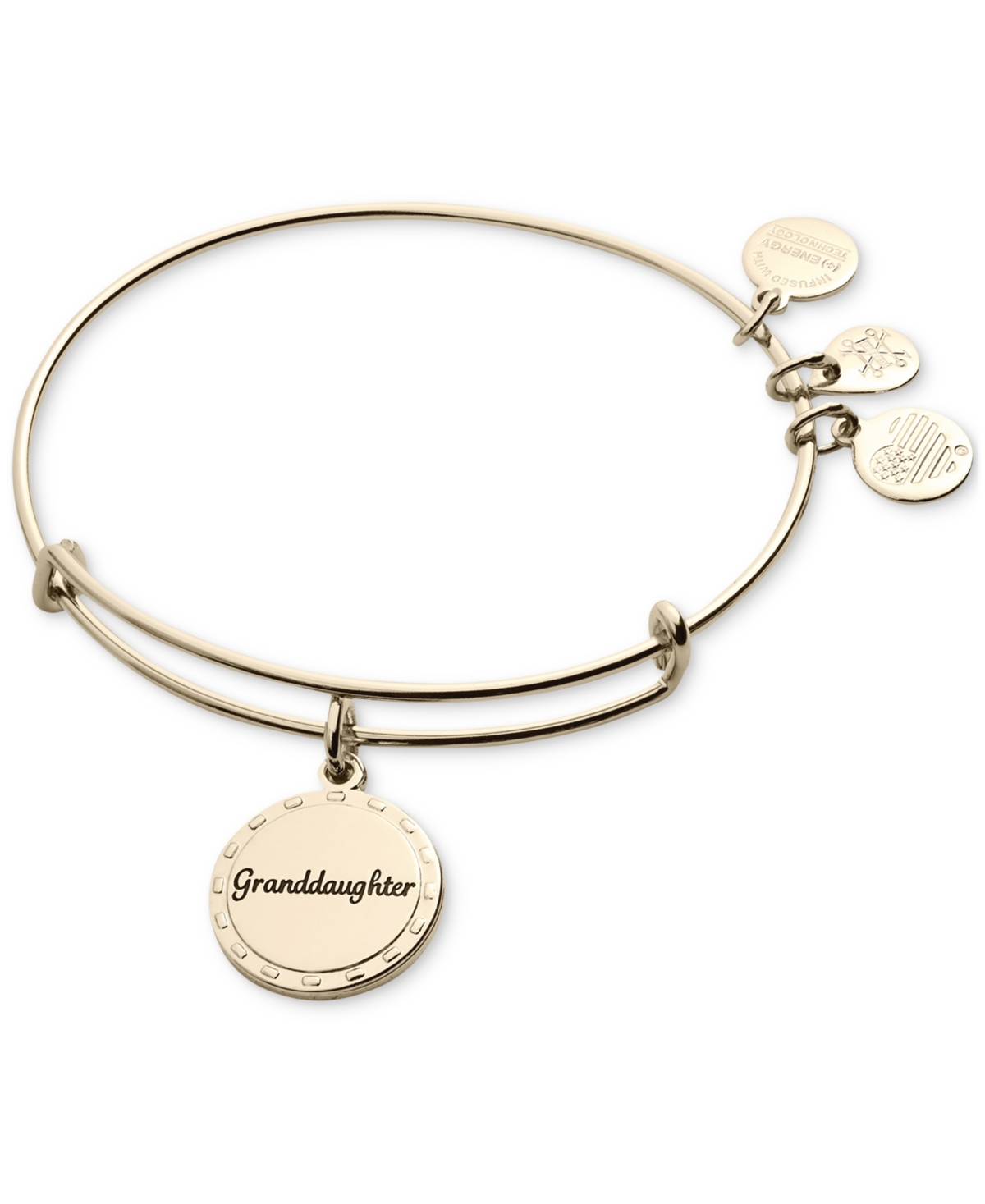 Alex And Ani Gold-tone Granddaughter Charm Bangle Bracelet In Shiny Gold