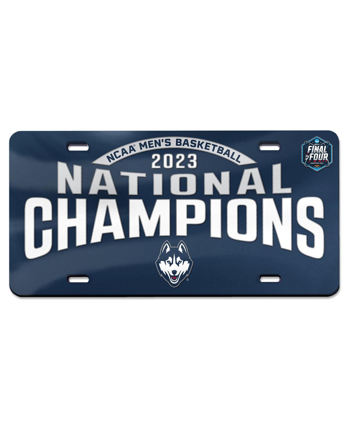 Wincraft Uconn Huskies 2023 Ncaa Men's Basketball National Champions Laser Cut Acrylic License Plate In Blue