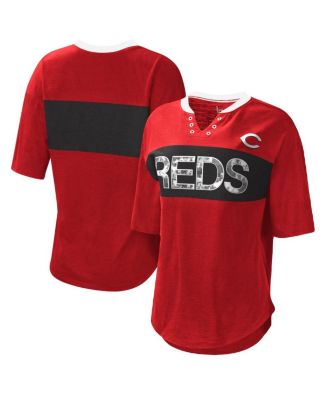 Women's Touch Red, Black Cincinnati Reds Lead Off Notch Neck T-shirt ...