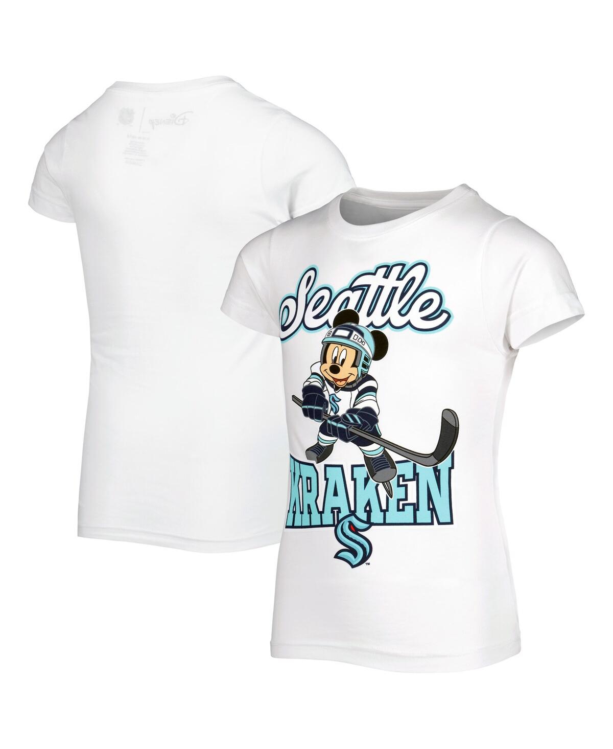 Shop Outerstuff Big Girls White Seattle Kraken Mickey Mouse Go Team Go T-shirt