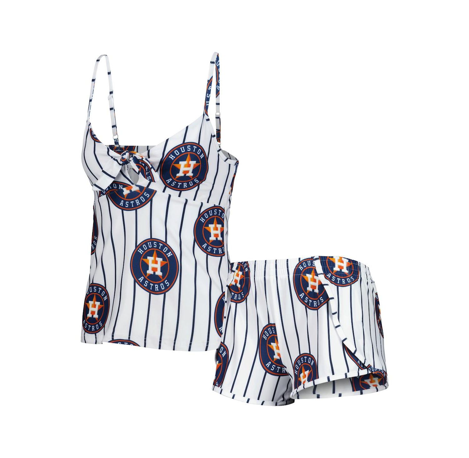 Women's White Houston Astros Reel Allover Print Tank Top and Shorts Sleep Set
