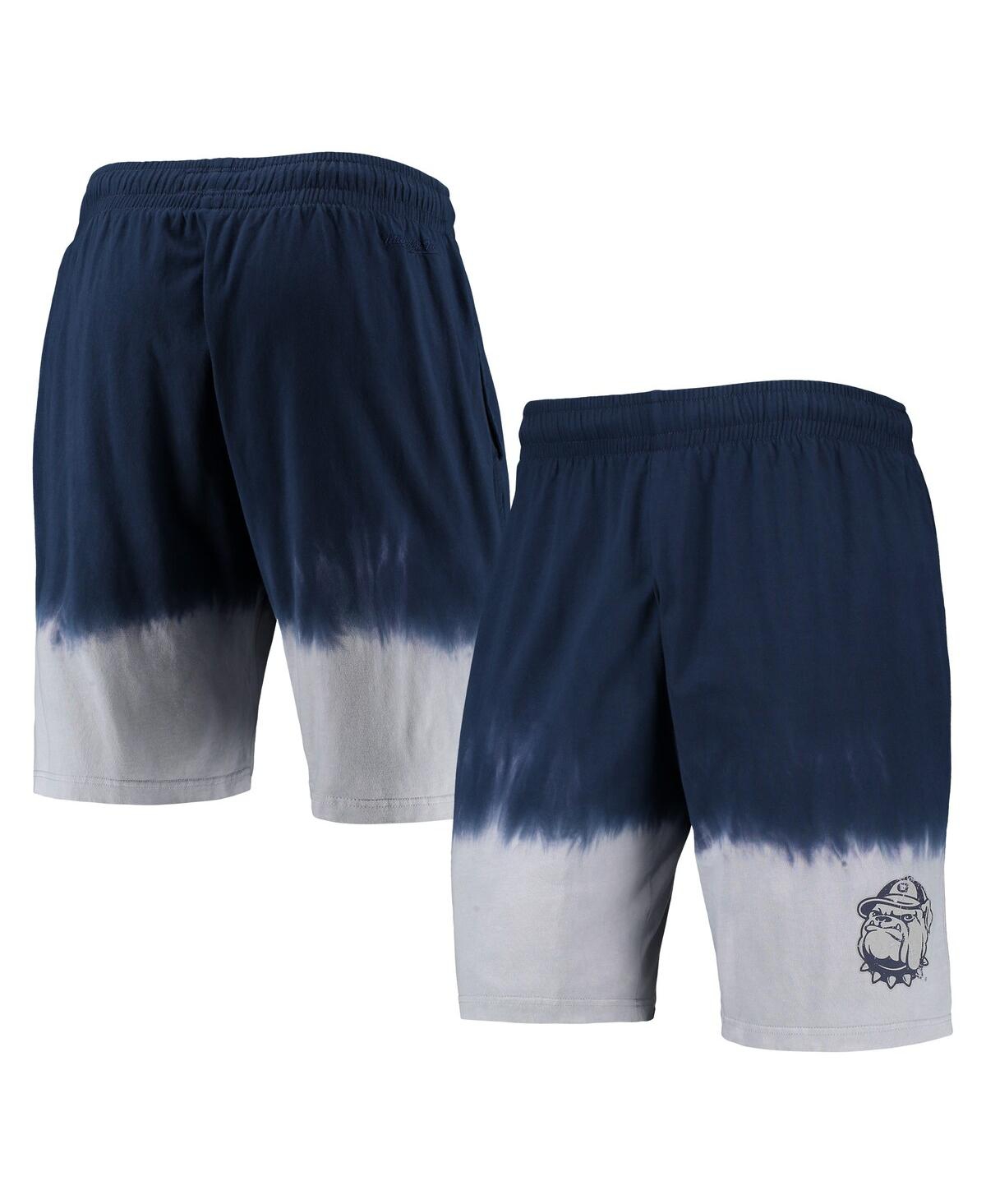 Mitchell & Ness Men's  Navy, Gray Georgetown Hoyas Tie-dye Shorts In Navy,gray