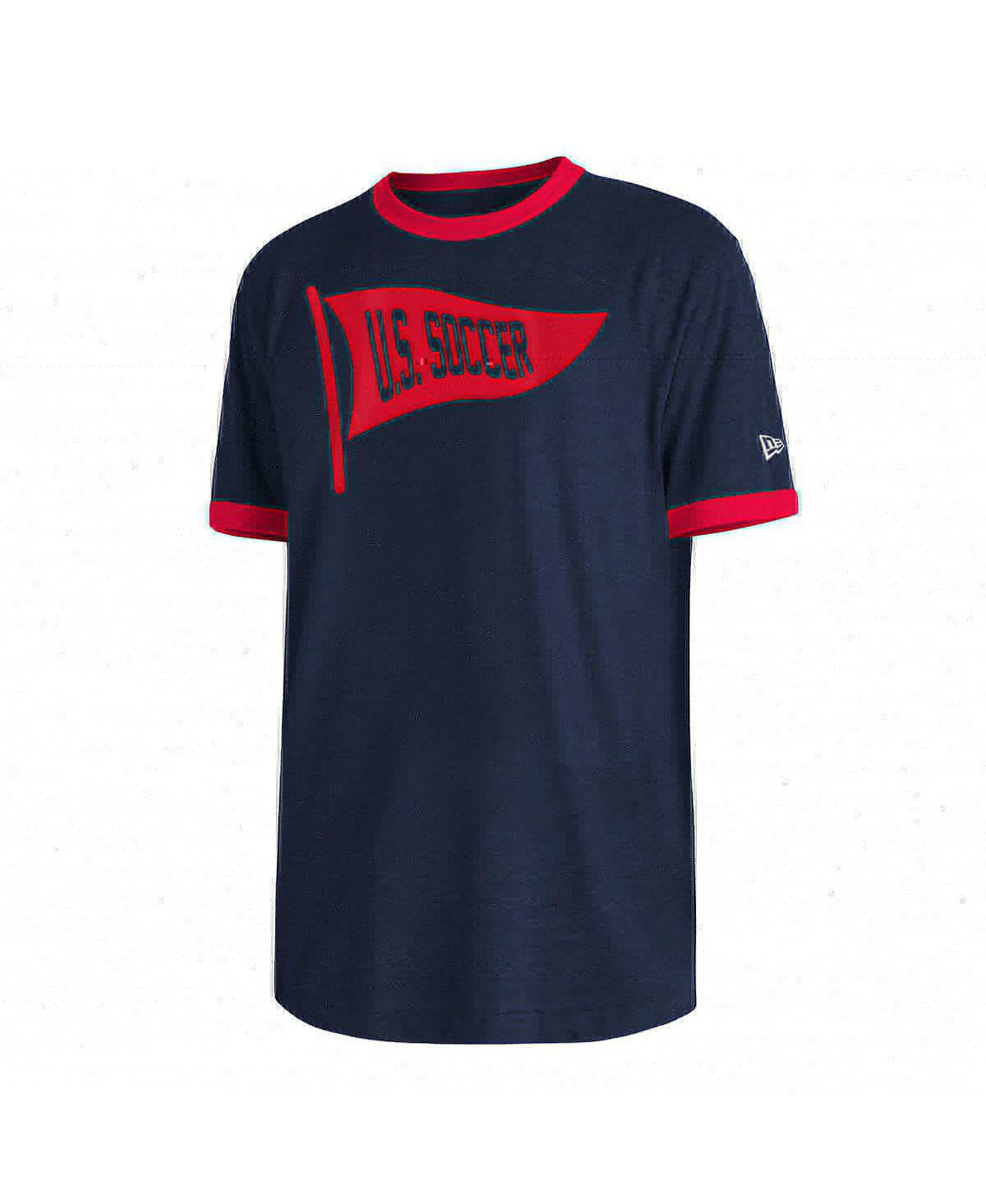 Shop New Era Men's  Navy Usmnt Throwback Ringer T-shirt