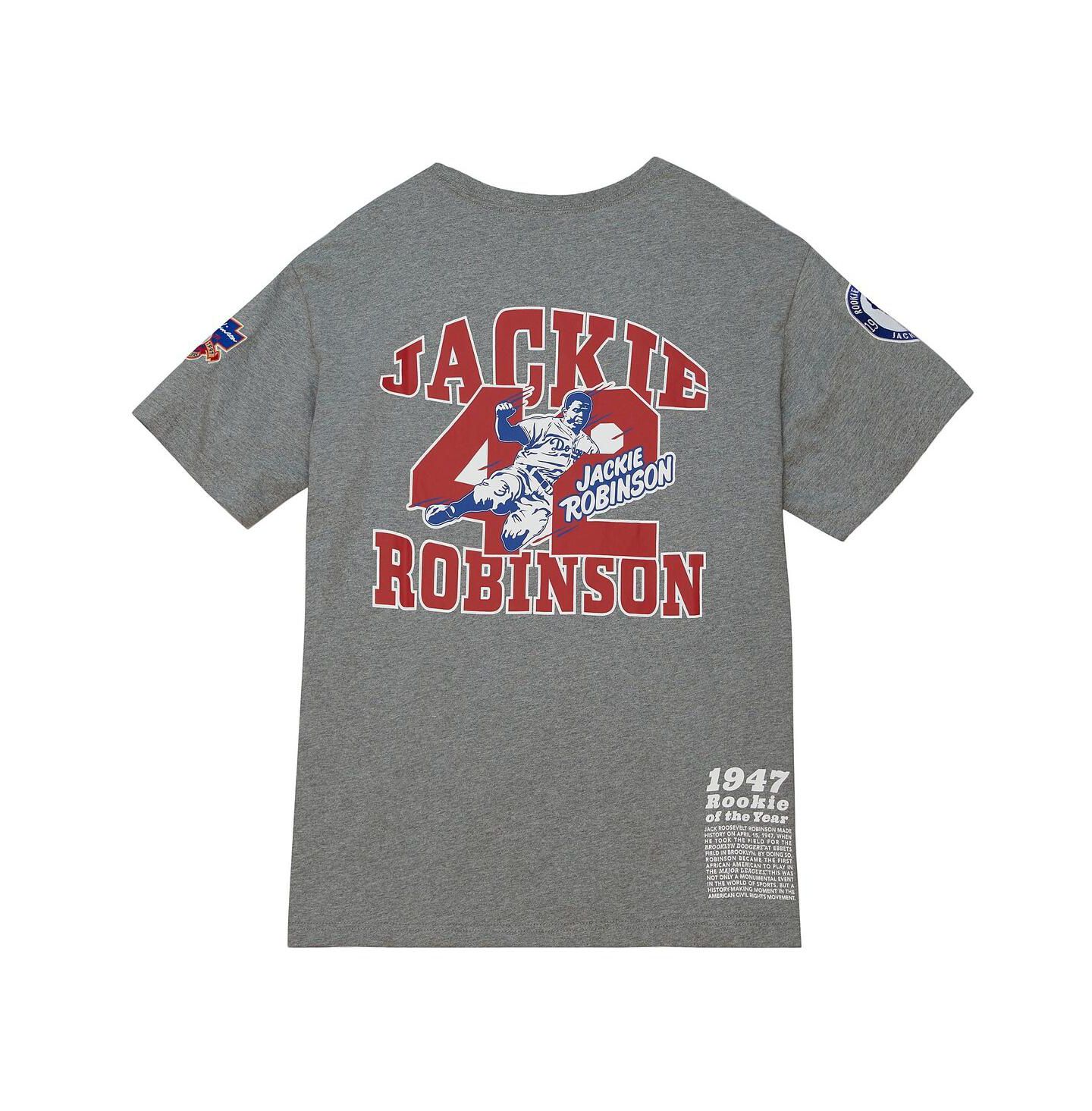 Мужская футболка Mitchell & Ness Jackie Robinson Gray Brooklyn Dodgers Cooperstown Collection Legends — фото 4