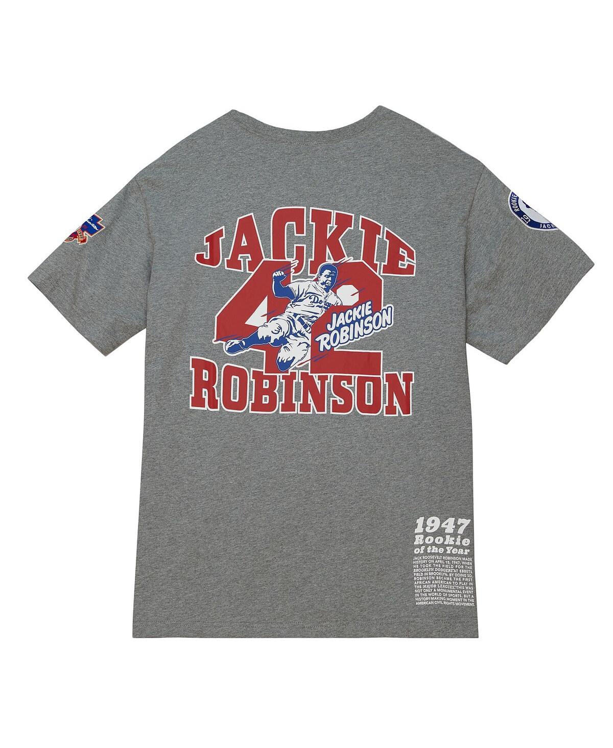Shop Mitchell & Ness Men's  Jackie Robinson Gray Brooklyn Dodgers Cooperstown Collection Legends T-shirt