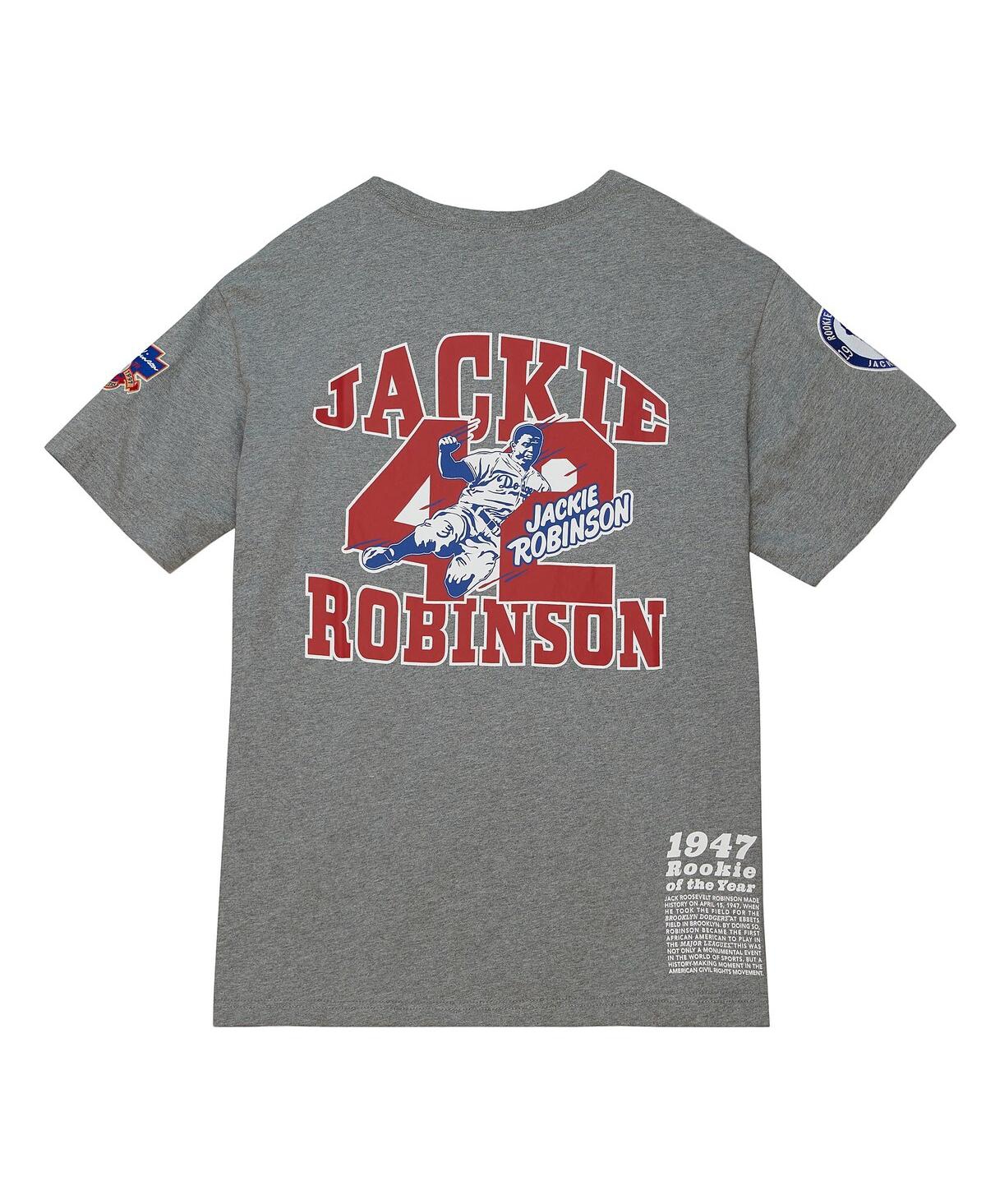 Men's Brooklyn Dodgers Jackie Robinson Mitchell & Ness Gray Cooperstown  Collection Legends T-Shirt