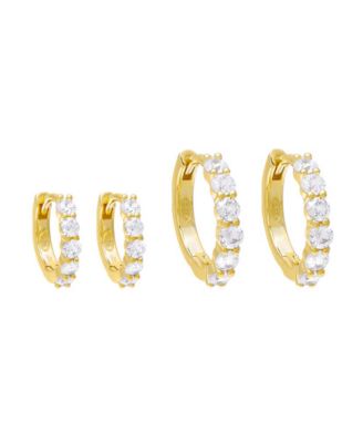 by Adina Eden 14k Sterling Silver 2-Pc. Set Cubic Zirconia Hoop ...