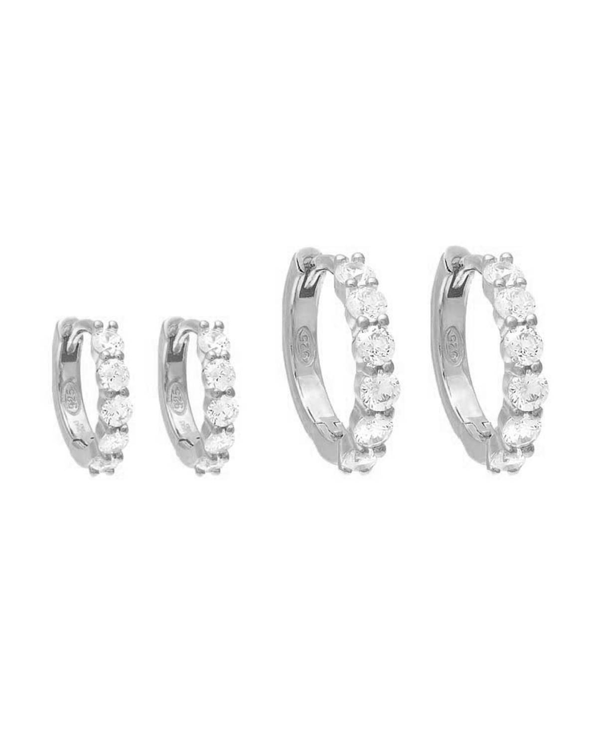 by Adina Eden 14k Sterling Silver 2-Pc. Set Cubic Zirconia Hoop Earrings