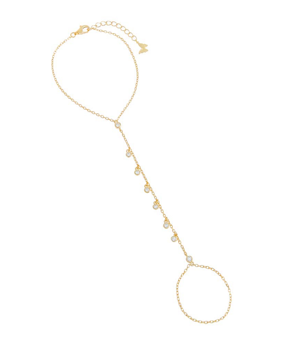 By Adina Eden 14k Gold-plated Sterling Silver Shaky Color Cubic Zirconia Hand Chain Bracelet