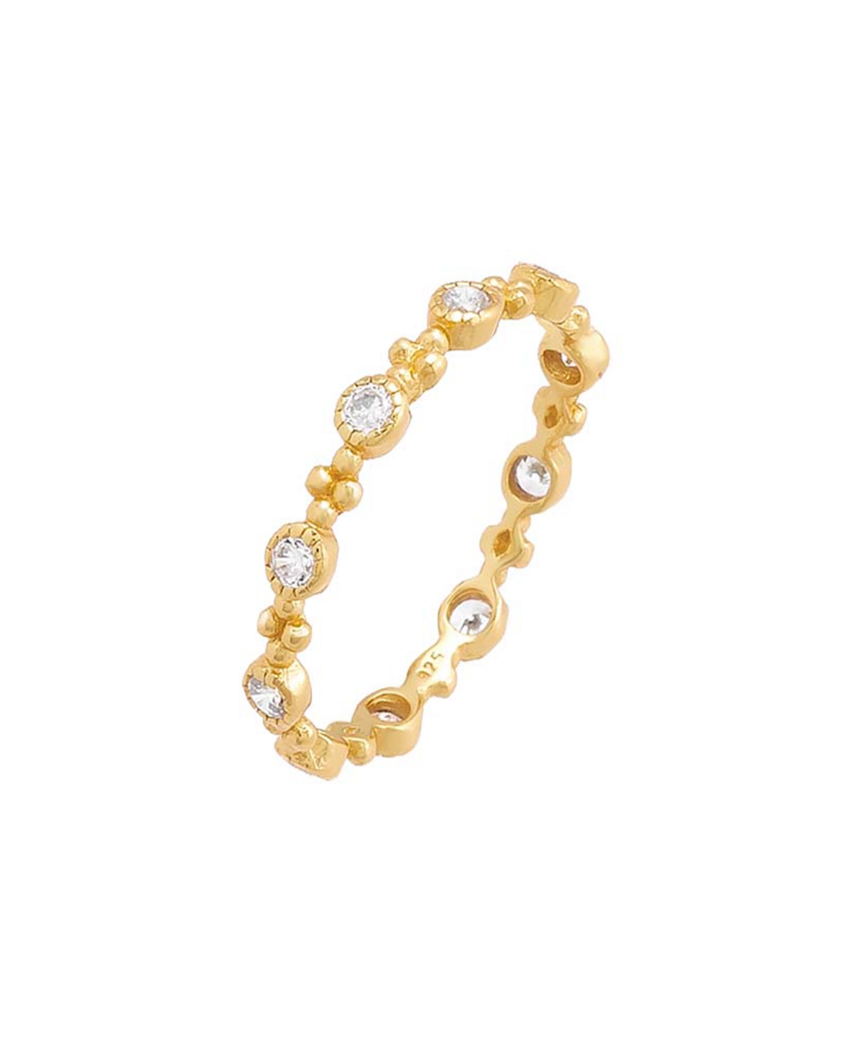 by Adina Eden 14k Gold-Plated Sterling Silver Bead & Cubic Zirconia Eternity Stack Ring