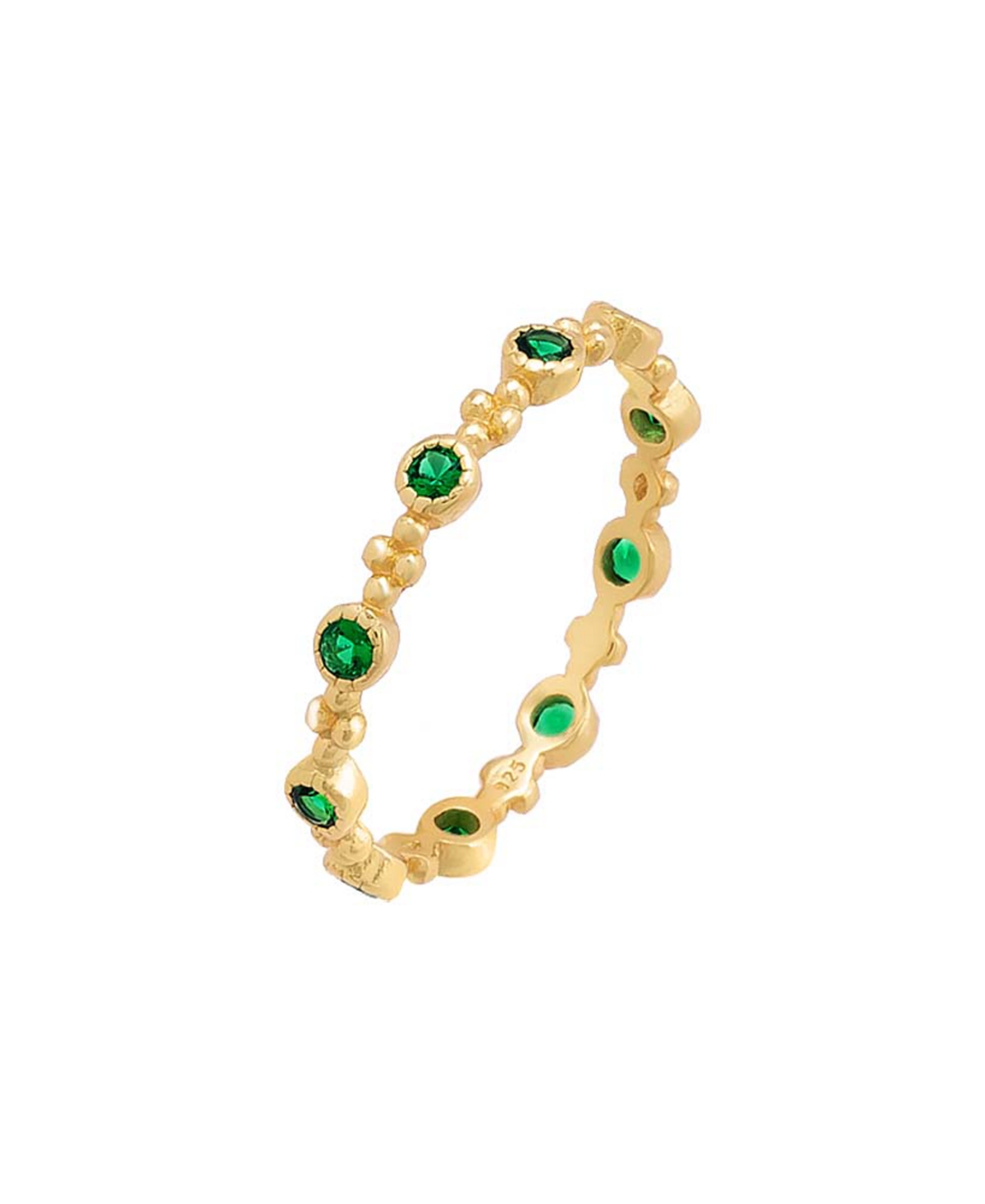 by Adina Eden 14k Gold-Plated Sterling Silver Bead & Cubic Zirconia Eternity Stack Ring