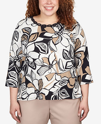 Alfred Dunner Plus Size Marrakech Abstract Floral Embroidered Twist ...