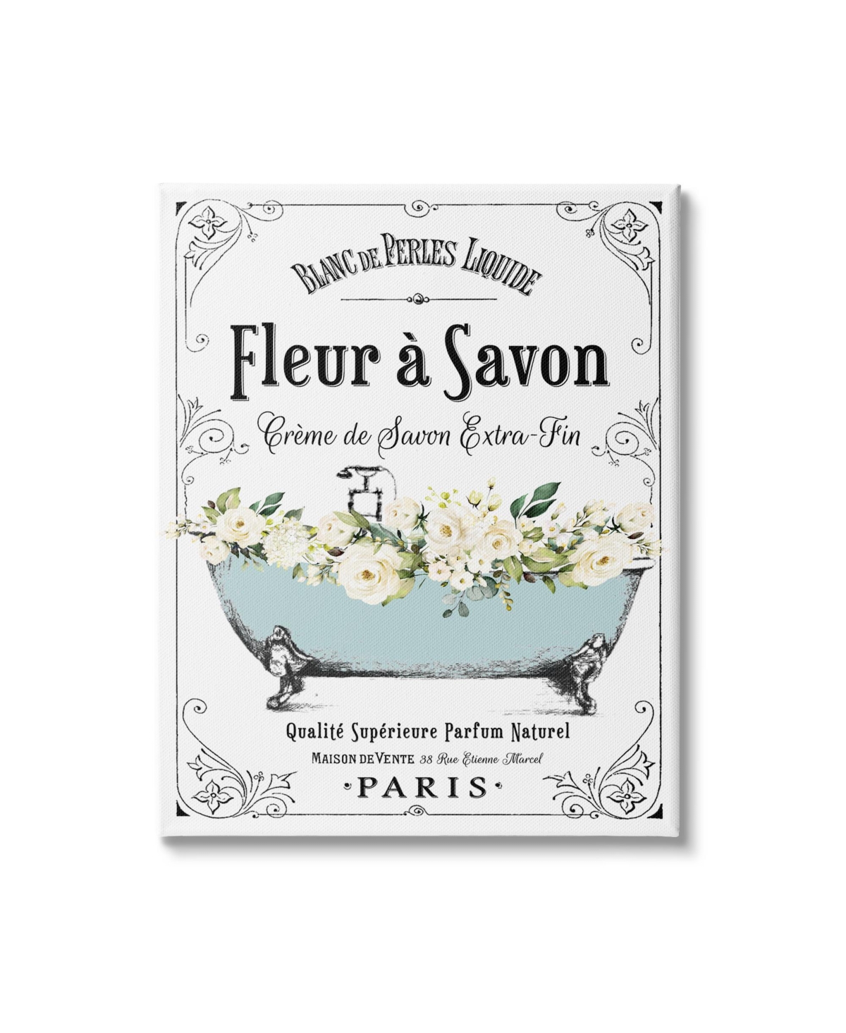 Stupell Industries Floral Parisian Bathroom Advertisement Canvas Wall Art, 16" X 1.5" X 20" In Multi-color