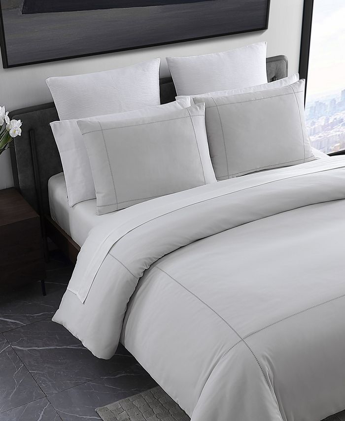 Vera Wang Simple Dot Embroidered Cotton Sateen Duvet Cover Set, Queen