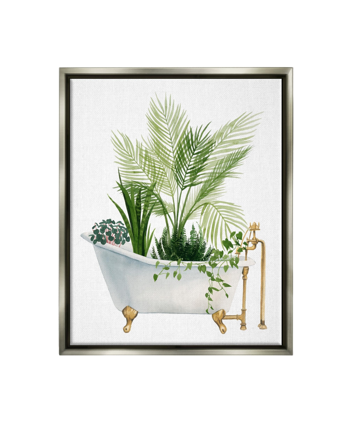 Stupell Industries Various Plants In Vintage-like Tub Framed Floater Canvas Wall Art, 17" X 1.7" X 21" In Multi-color