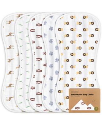 KeaBabies 5pk Softe Muslin Burp Cloths for Baby Girls and Boys Organic Burping Cloths for Babies Baby Burp Clothes - The wild 22$