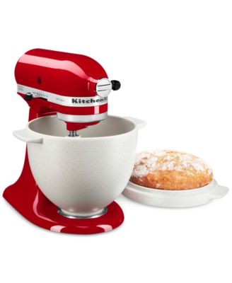 KitchenAid Stand Mixer Red and White 5-Qt. Ceramic Mixing Bowl