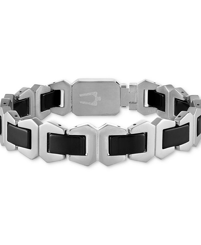 Bulova Men's Icon Black Ceramic Bracelet in Stainless Steel