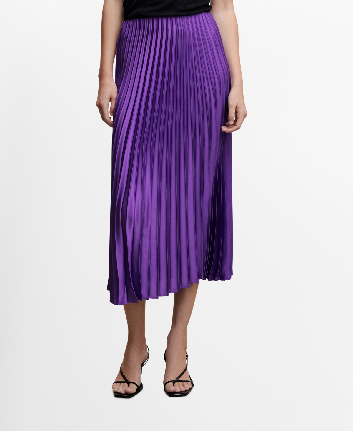MANGO WOMEN'S SATIN PLEATED SKIRT