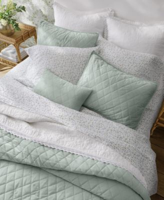 Laura Ashley Solid Velvet Diamond Stitch Quilt Sets