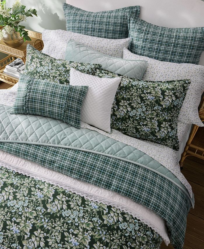 Laura Ashley Bramble Floral Cotton Reversible 7 Piece Comforter Set
