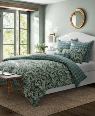 Laura Ashley Bramble Floral Cotton Reversible 7 Piece Duvet Cover Set ...