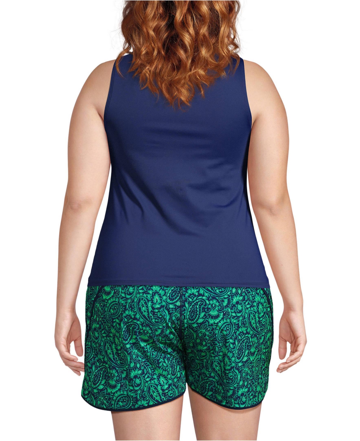Lands' End Women's Plus Long High Neck Upf 50 Modest Tankini Swimsuit Top