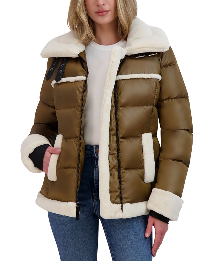 Laundry by shelli segal hooded hotsell faux fur trim puffer coat