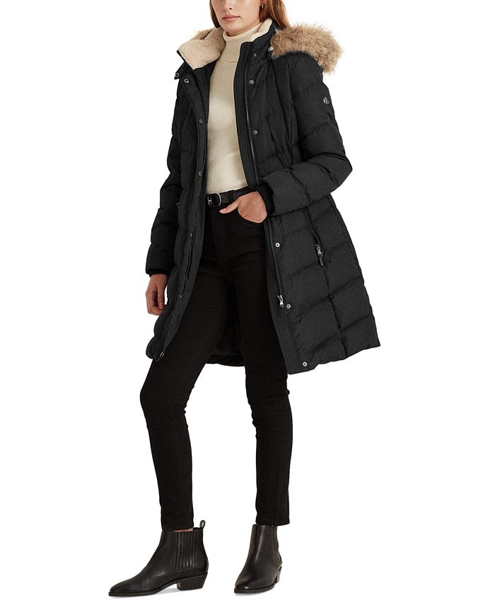 The North Face Women's Gotham Faux-Fur Trim Quilted Down Coat - Macy's
