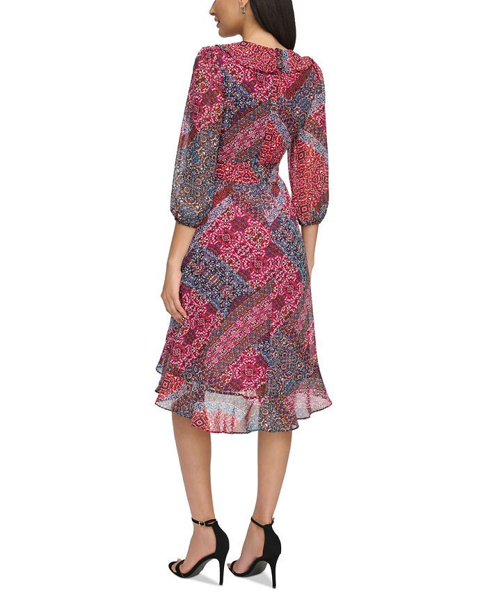 Jessica Howard Petite Printed Faux-Wrap Dress - Macy's
