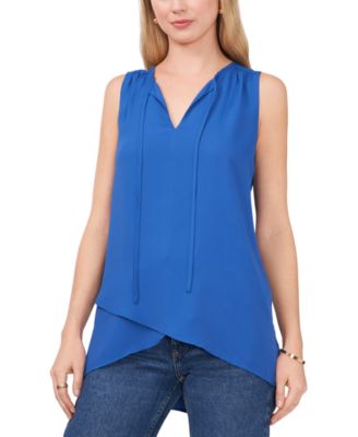 Vince Camuto - Women's Tie-Neck Overlap-Hem Blouse