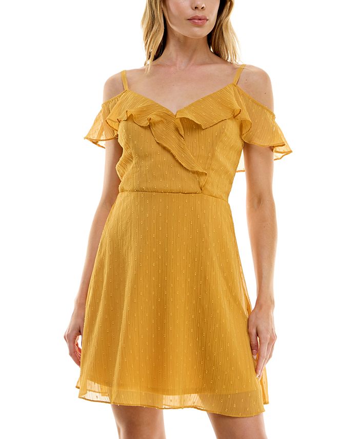 BCX Juniors Ruffled Cold Shoulder Dress Macy s