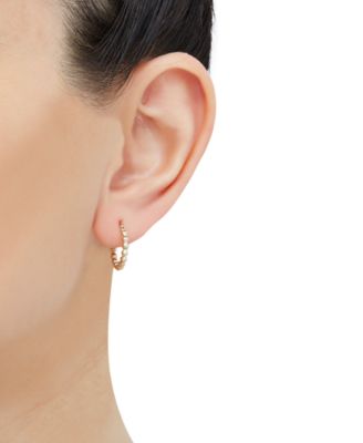 Macy's Polished Beaded Tube Small Hoop Earrings in 10k Gold, 15mm
