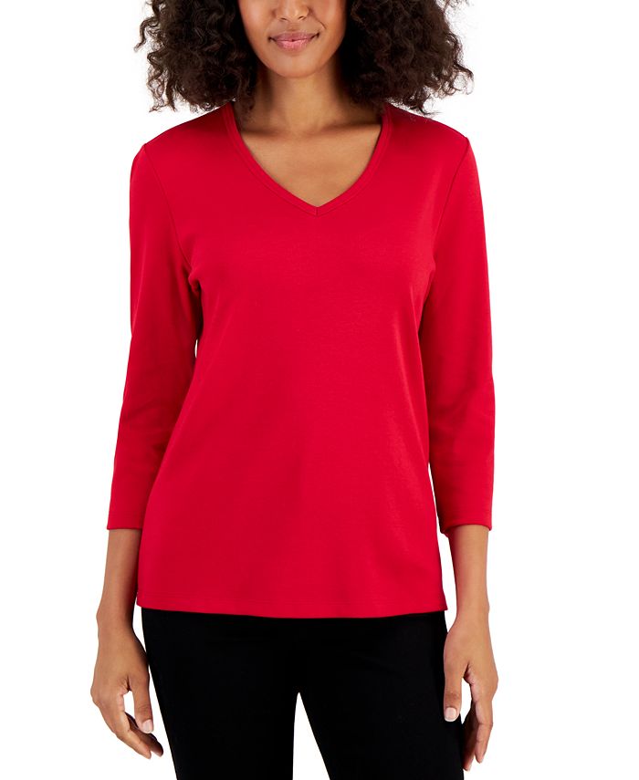 V-Neck 3/4-Sleeve Top, Created for Macy's