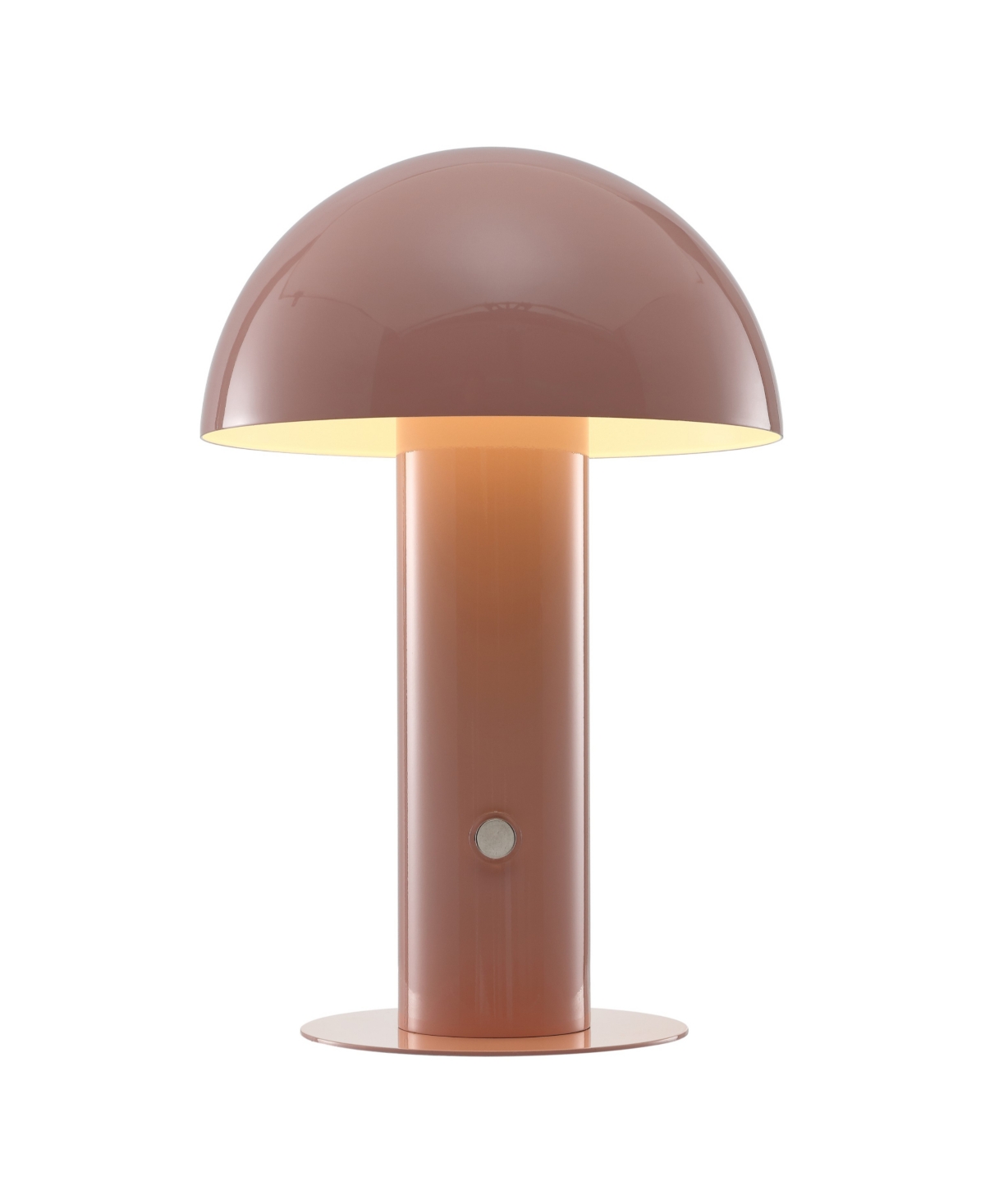 Jonathan Y Boletus 10.75" Contemporary Bohemian Rechargeable, Cordless Iron Integrated Led Mushroom Table Lamp In Pink
