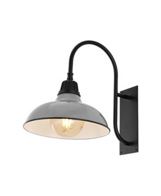 Stanley 12.25" 1-Light Farmhouse Industrial Indoor, Outdoor Iron LED Gooseneck Arm Outdoor Sconce
