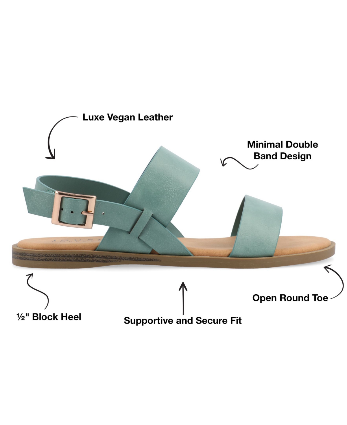 Journee Collection Women's Lavine Double Strap Flat Sandals In Seafoam