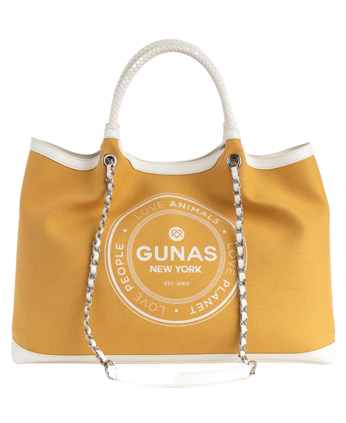 Gunas New York Ruth Canvas Large Tote Bag And Makeup Pouch Set, 2 Pieces In Yellow