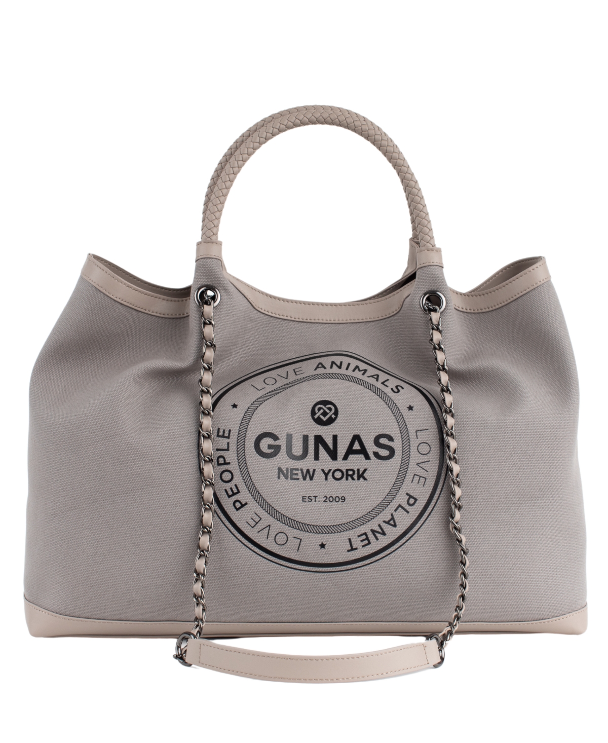 Gunas New York Ruth Canvas Large Tote Bag and Makeup Pouch Set, 2 Pieces