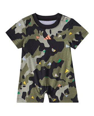 adidas Baby Boys Short Sleeve Camouflage Printed Cotton Romper - Macy's