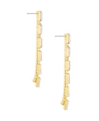 18K Gold Plated Baquette Linear Earrings