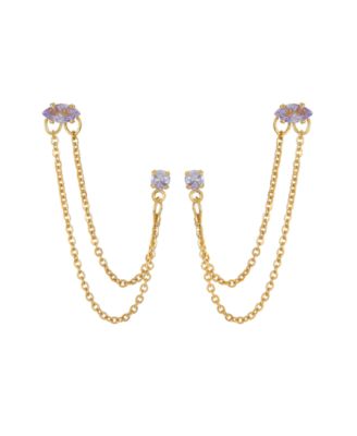 18K Gold Plated Brass Double Pierced Earrings